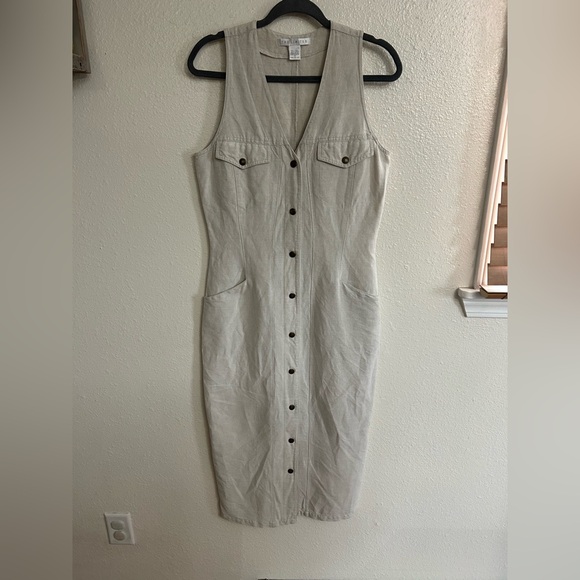 The Limited Dresses & Skirts - Vintage 90s The Limited Linen Cotton Blend Button Snap Maxi Dress Womens 6